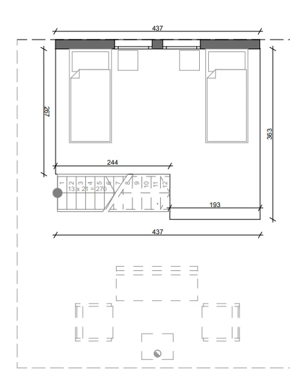 Montažna A-frame kuća - plan etaže